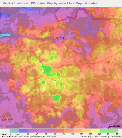 Bardas,Latvia Elevation Map