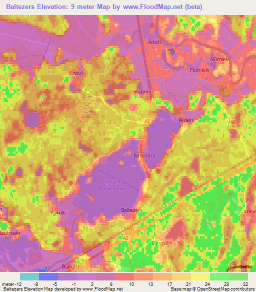 Baltezers,Latvia Elevation Map