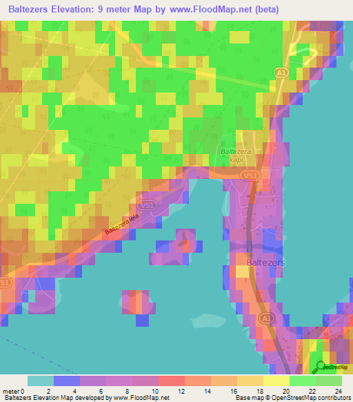 Baltezers,Latvia Elevation Map