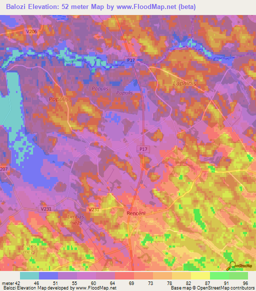 Balozi,Latvia Elevation Map