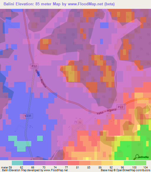 Balini,Latvia Elevation Map