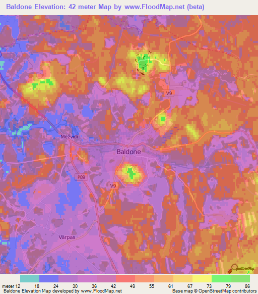 Baldone,Latvia Elevation Map