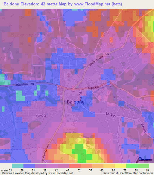 Baldone,Latvia Elevation Map