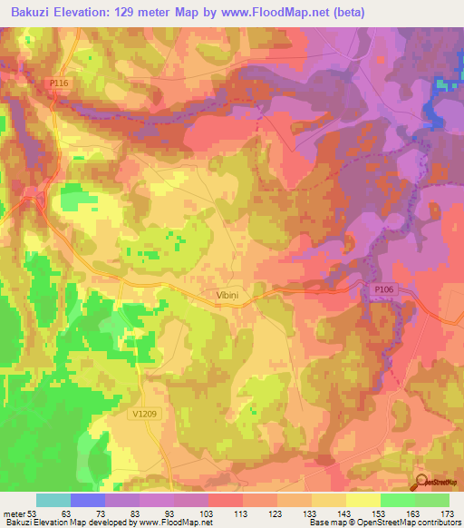 Bakuzi,Latvia Elevation Map