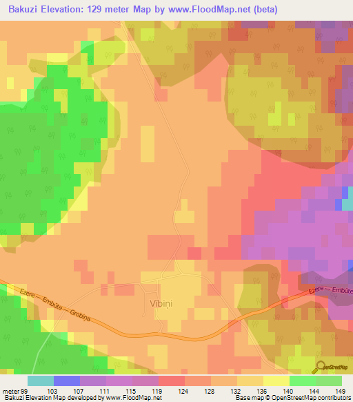 Bakuzi,Latvia Elevation Map