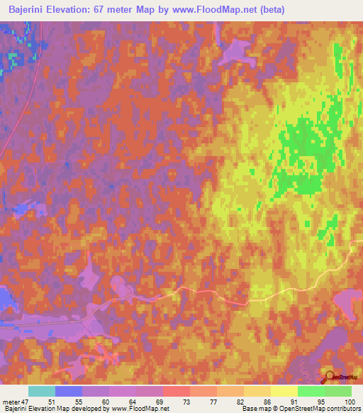 Bajerini,Latvia Elevation Map