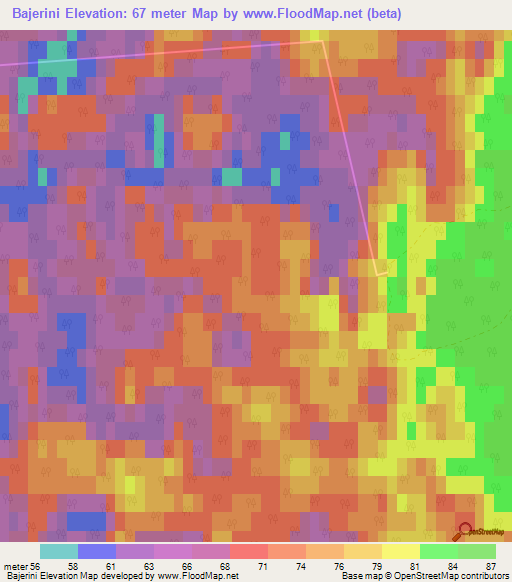 Bajerini,Latvia Elevation Map