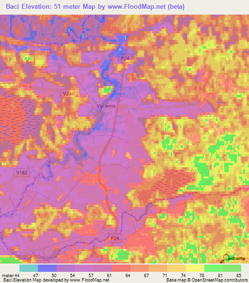 Baci,Latvia Elevation Map