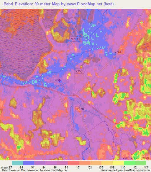 Babri,Latvia Elevation Map