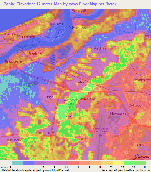 Babite,Latvia Elevation Map