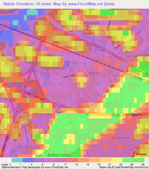 Babite,Latvia Elevation Map