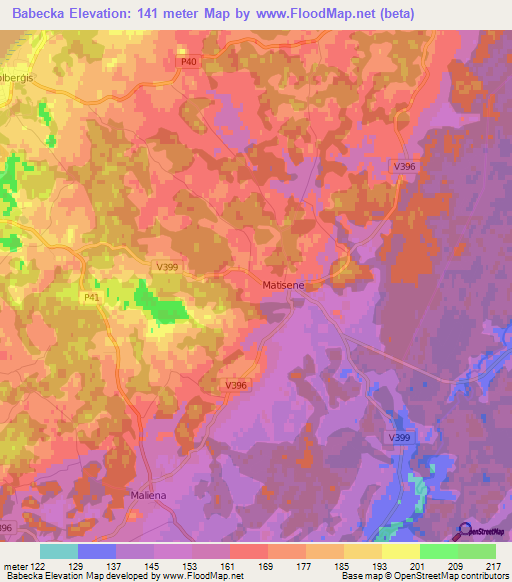 Babecka,Latvia Elevation Map