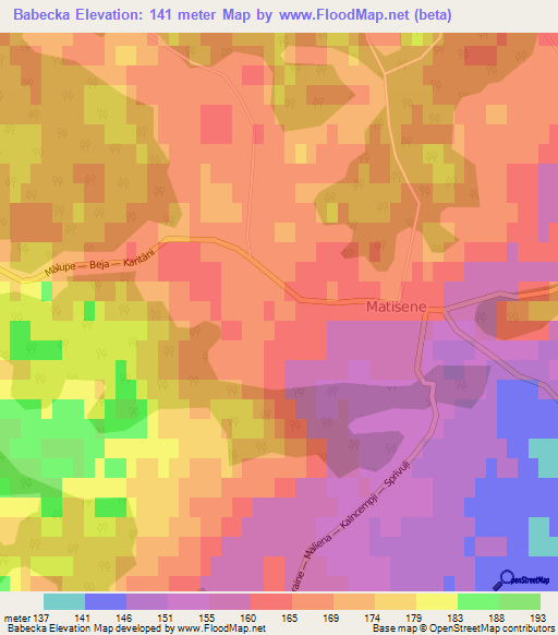 Babecka,Latvia Elevation Map