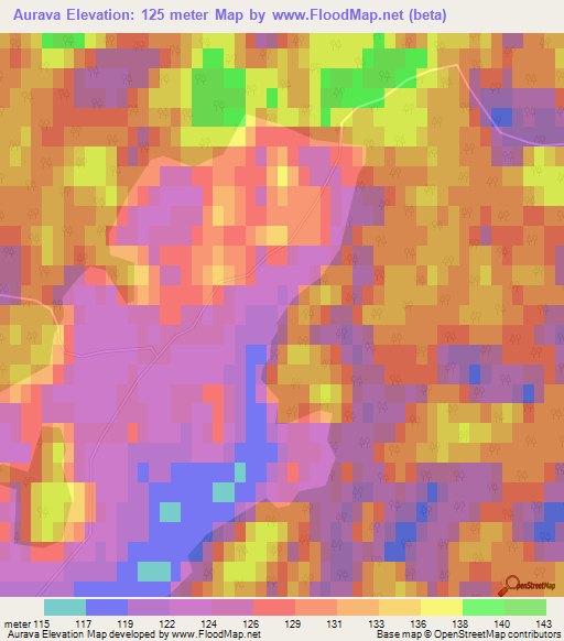 Aurava,Latvia Elevation Map