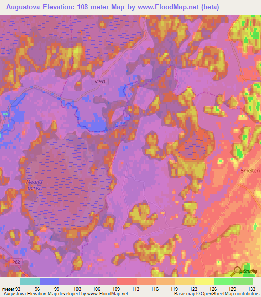 Augustova,Latvia Elevation Map