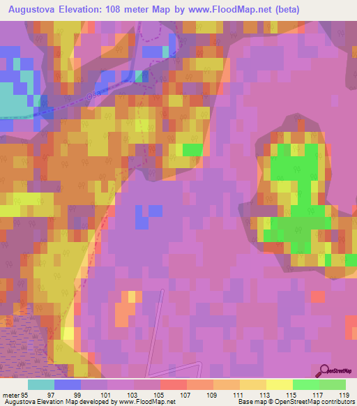 Augustova,Latvia Elevation Map