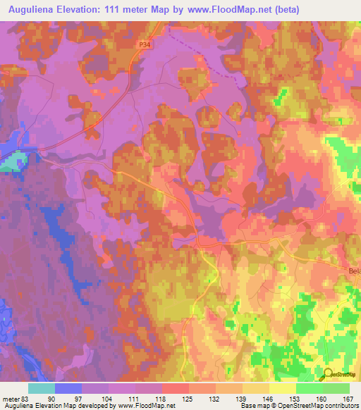 Auguliena,Latvia Elevation Map