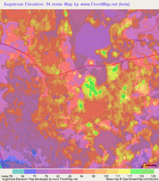 Augstroze,Latvia Elevation Map