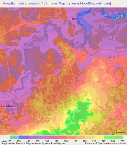 Augstkalniesi,Latvia Elevation Map