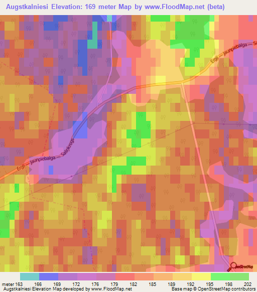 Augstkalniesi,Latvia Elevation Map