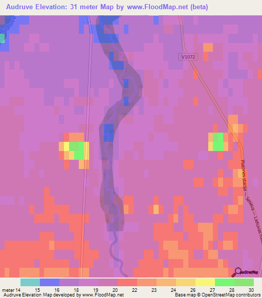 Audruve,Latvia Elevation Map