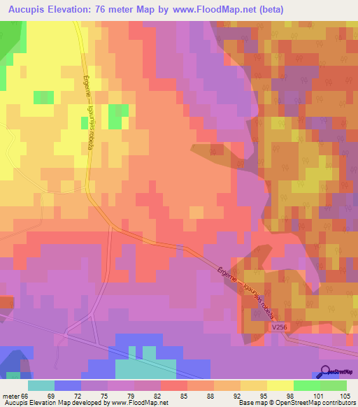 Aucupis,Latvia Elevation Map