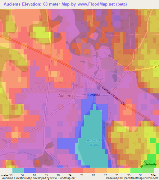 Auciems,Latvia Elevation Map