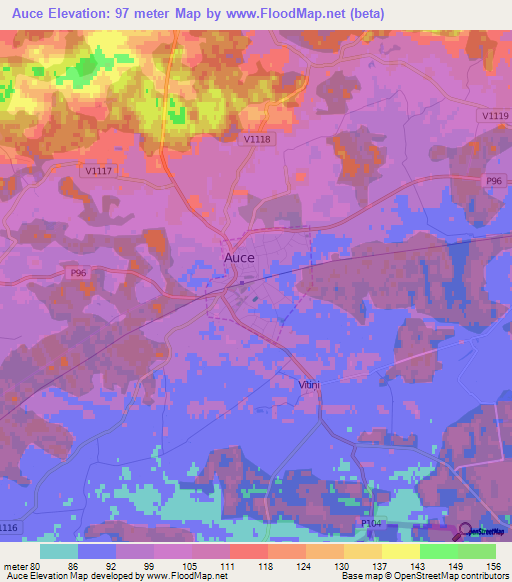 Auce,Latvia Elevation Map