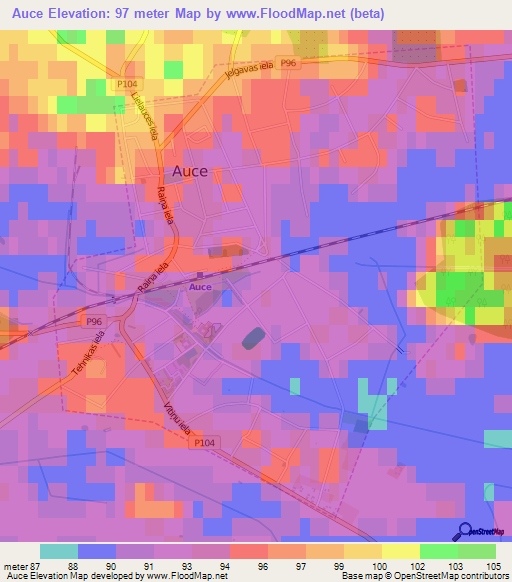 Auce,Latvia Elevation Map