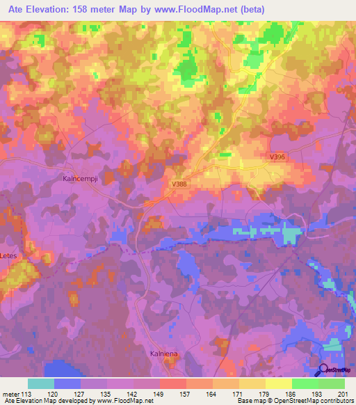 Ate,Latvia Elevation Map