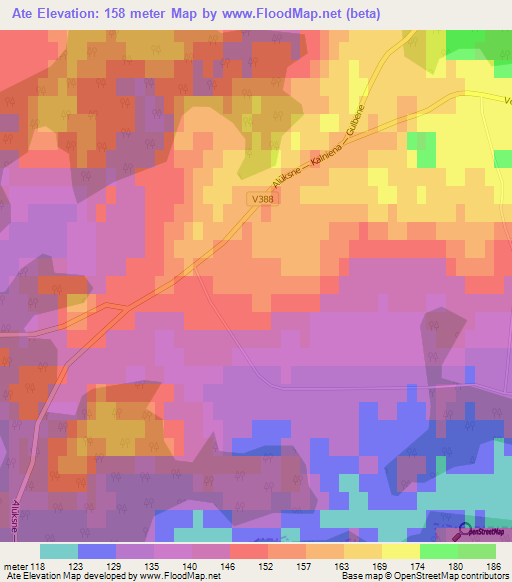 Ate,Latvia Elevation Map