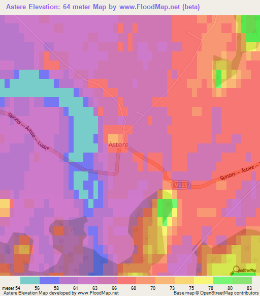 Astere,Latvia Elevation Map