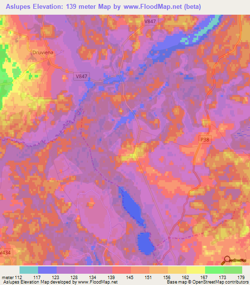 Aslupes,Latvia Elevation Map