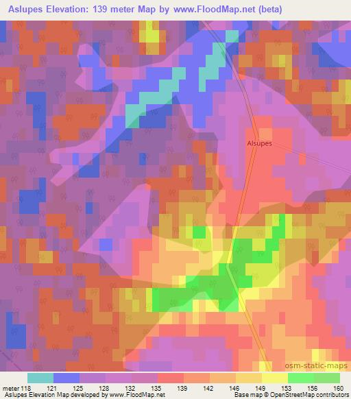 Aslupes,Latvia Elevation Map