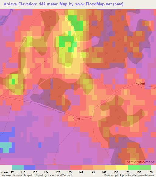 Ardava,Latvia Elevation Map