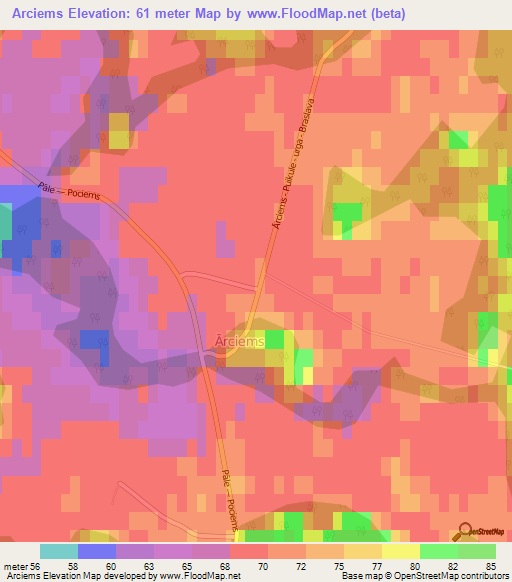 Arciems,Latvia Elevation Map