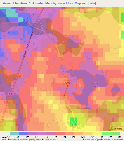 Araisi,Latvia Elevation Map