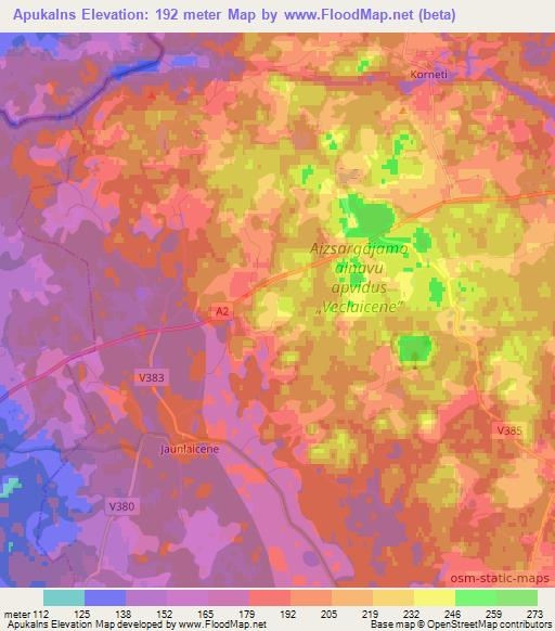 Apukalns,Latvia Elevation Map