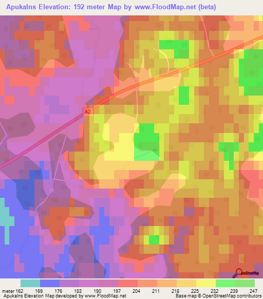 Apukalns,Latvia Elevation Map