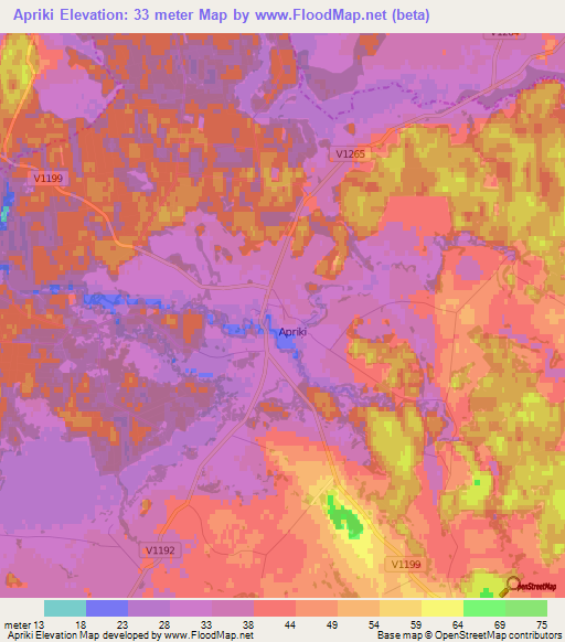 Apriki,Latvia Elevation Map