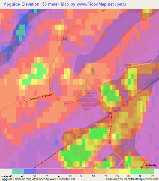 Apgulde,Latvia Elevation Map