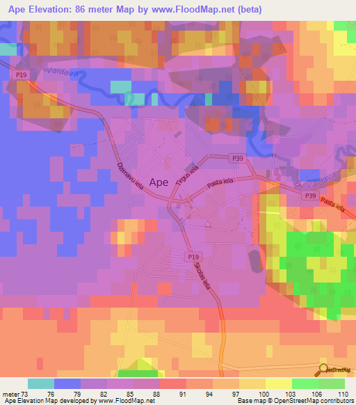 Ape,Latvia Elevation Map