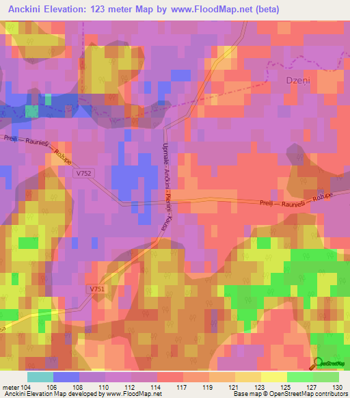 Anckini,Latvia Elevation Map