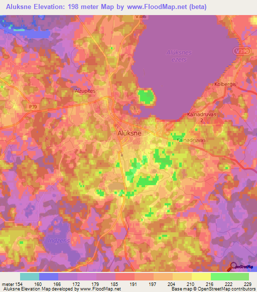 Aluksne,Latvia Elevation Map