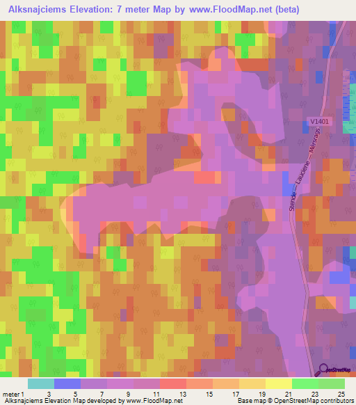 Alksnajciems,Latvia Elevation Map