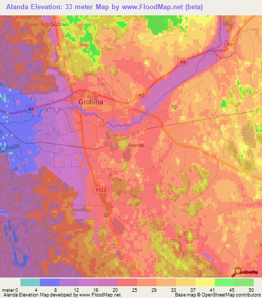 Alanda,Latvia Elevation Map