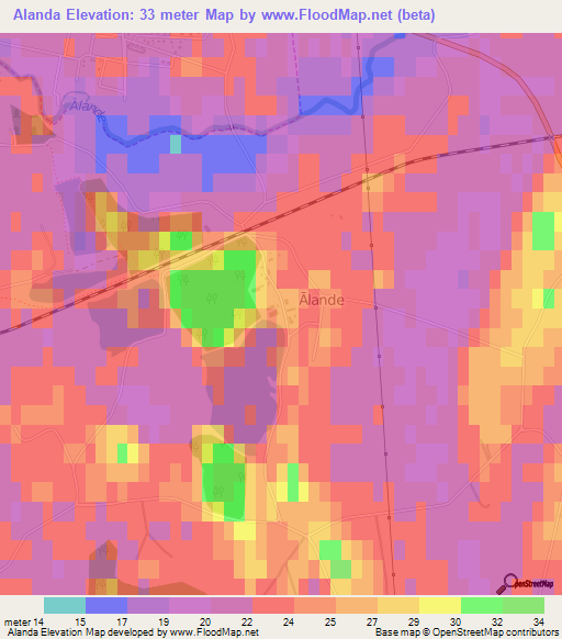 Alanda,Latvia Elevation Map