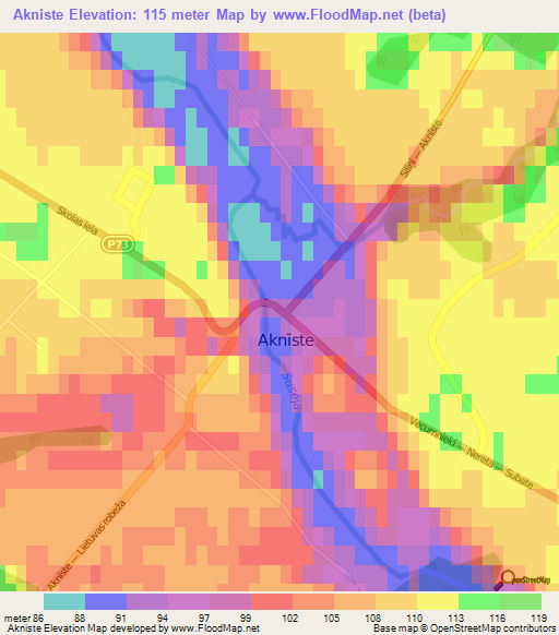 Akniste,Latvia Elevation Map