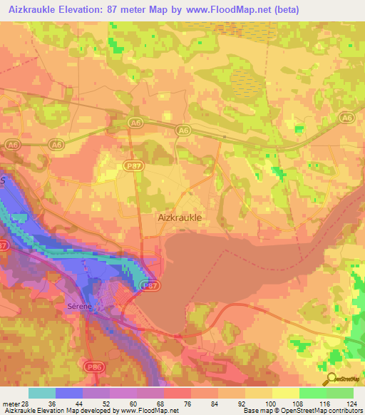 Aizkraukle,Latvia Elevation Map