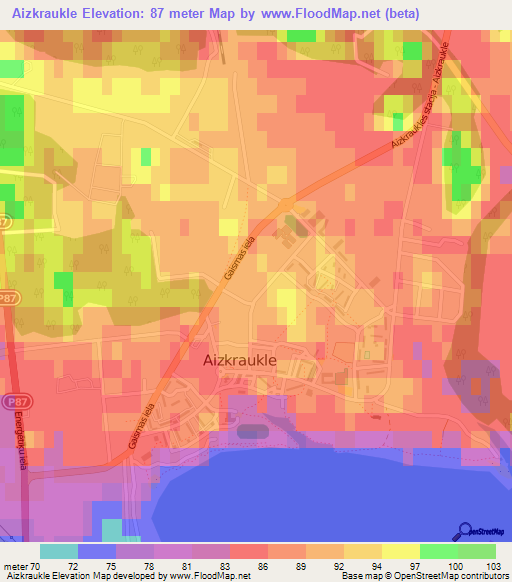 Aizkraukle,Latvia Elevation Map